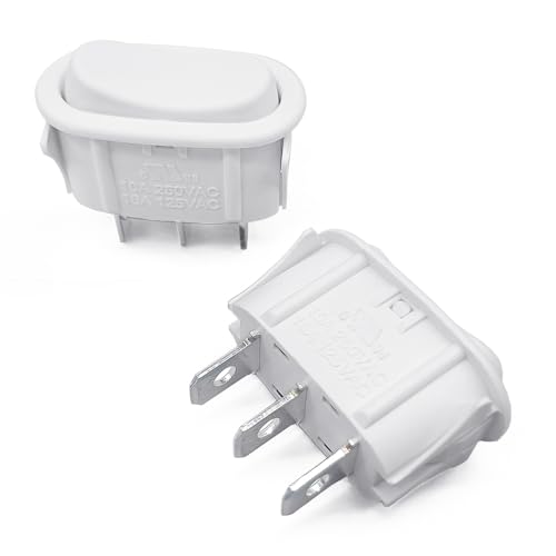 2 Pcs SR561116 Range Hood Rocker Switch Replacement Fit for Broan Nutone Range Hood White Range Hood Fan & Light Switch Kit