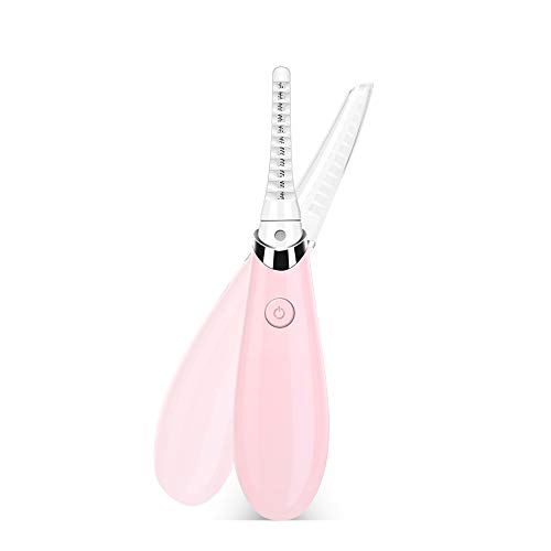 Heated Eyelash Curler, Acavado Electric Eyelash Curler Electronic Eye Lashes Curling Comb Quick Heating Long Lasting USB Rechargeable Natural (Light Pink)