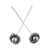 SUNYIK 50pcs Tibetan Silver Tone Floral Flower Head Pin Headpin Nail Needle Findings