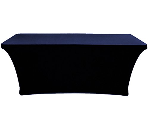 CB Accessories Stretch Table Cover 6ft Rectangular Fitted Spandex Full Length Tablecloth for Weddings, Conferences and Holiday Party (6 ft, Navy Blue)