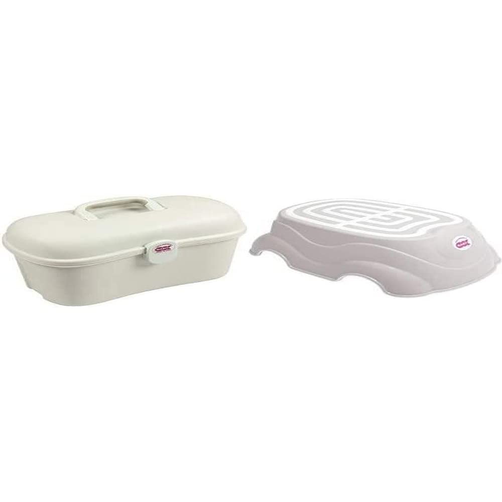 OKBaby Beauty Care Carrying Case Baby Changing and Bath Box with Herbie Anti-Slip Step Stool, Taupe