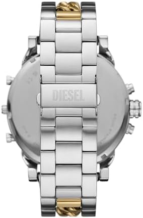 Mr. Daddy Reloj para Hombre, Movimiento multifunción de Cuarzo con Correa de Acero Inoxidable, 57 mm, Tono Plateado y Blanco Roto