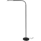 Dimmable LED Floor Lamp for Reading, Adjustable Long Gooseneck, Eye-Care Touch-Sensitive, 4 Color Modes with Stepless Dimming Brightness (Black)