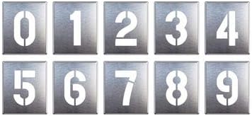 Amazon ユニット 駐車場用番号表示路面吹き付け用プレート 数字 表示 大 10枚セット 819 35a 標識 サイン 文房具 オフィス用品