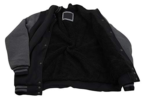ChoiceApparel Mens Baseball Varsity Jacket with Detachable Hoodie (2XL, 111-Black/Charcoal)