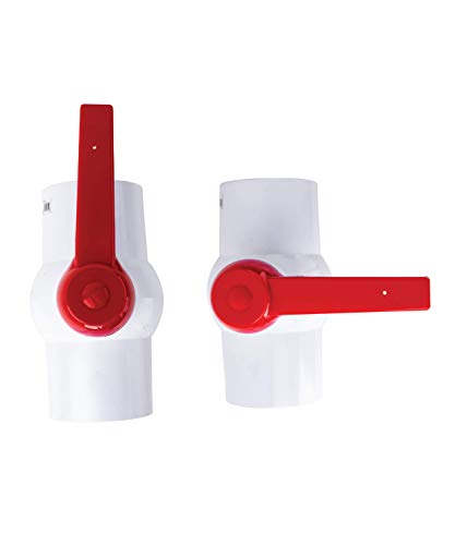 4" Inline PVC Ball Valve, 4 Inch Single Handle Shut-Off Valves, Slip Solvent Schedule 40 Pipe Connector, PDM Seal Schedule 40 End, White Polyvinyl Chloride Piping for Sewer Swimming Pool Irrigation