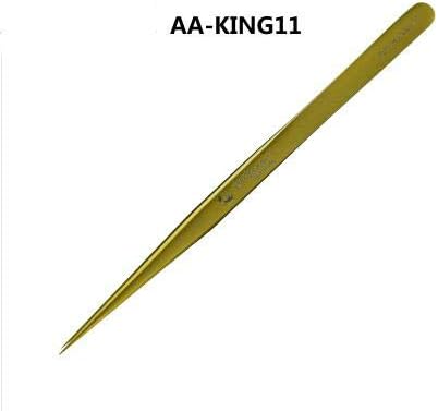 Ultra Fine Point Tweezers For Phone Repair, Micro Soldering Professional Strong Metal Long Stainless Steel Hand Tool Tweezer AA-KING11