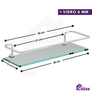 MINHACAZZA Kit 2 Prateleiras para Banheiro, Vidro Temperado 6mm, 30 x 10 cm, Incolor
