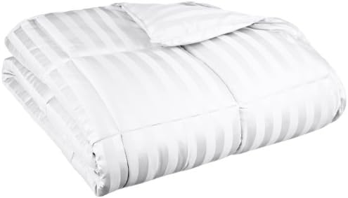 Oversized All-Season Luxurious Wide Stripes Down Alternative Comforter, Twin/ Twin XL, White
