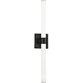Kuzco Lighting Rona 24" Vanity Light | Black Finish | Matte Opal Glass | Modern Integrated LED Bathroom Vanity Wall Light | M