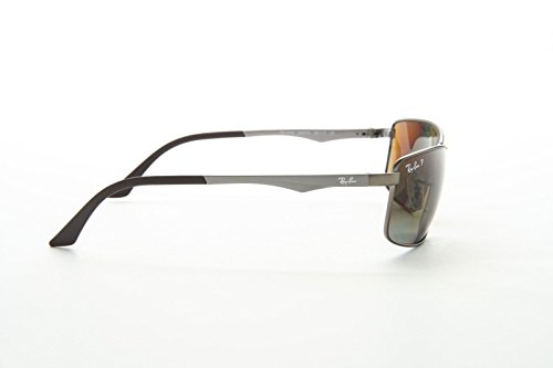 Ray-Ban Men's Metal Man Sunglass 0RB3498 Polarized Rectangular Sunglasses, MATTE GUNMETAL, 61 mm