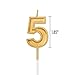 LUTER Gold Glitter Happy Birthday Cake Candles Number Candles Number 5 Birthday Candle Cake Topper Decoration for Party Kids Adults