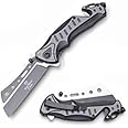 Snake Eye Tactical Every Day Carry Two Tone Razor Style Blade Folding Knife | Outdoor Survival Pocket Knife | Small one-Hand Knife Made of Stainless Steel Blade (Gray)