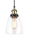 Pendant Light Fixture - 5.5 inch diameter - Vintage Industrial Loft Style Chandelier - Hanging Edison Glass Ceiling Mounted - Great lighting fixture for bathroom, dining bedroom, kitchen ()