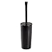 mDesign Slim Plastic Toilet Bowl Brush and Holder Set, Modern Compact Storage Organizer Cleaner Scrubber for Toilet - Heavy Duty Cleaning Plunger for Bathroom, Aura Collection - Black