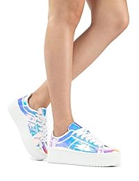 J. Adams Zapatillas con plataforma de goma con agujetas - Zapatos para caminar casuales - Zapatos para diario a la moda sencillos - Héroe