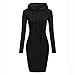TOPUNDER Pullover Pocket Knee Length Slim Hoodie Dresses Casual Sweatshirt Dress Women
