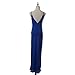 Flymall Deep V-neck Backless Strap Maxi Tank Split Side Dress(S,Blue)