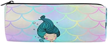 Pen Case Stationary Cute Cartoon Mermaid Pencil Bags Round Portable Pouch for School Kids Children Cosmetic Bag Makeup Beauty Case