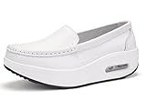 DADAWEN Women's Leather Platform Nursing Shoes Fitness Toning Shoes Sneakers