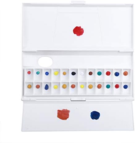 ATWORTH Folding Palette Box 24 Wells Handheld Watercolor Paint Case for Travel Field Sketch Painting