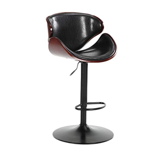 Bar Stools Balck and Brown Faux Leather Bar Chairs Dining Stools, 2 Pcs Computer Chair for Kitchen Island Counter Bar Stools Leatherette Exterior/Adjustable Swivel Gas Lift/Chrome Steel Footrest Base