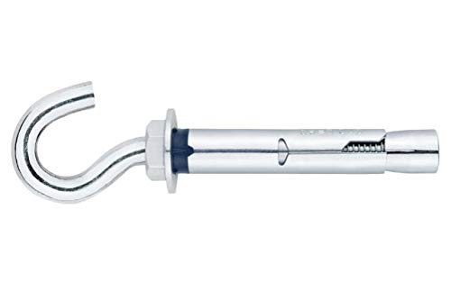 DOJA Barcelona Expansion Hook M6 - Pack 10 - Metal Expansion Anchors with Hook Bolts, for Concrete Walls and Metal Sheets Open Hook Sleeve Screw Cup Hook Expansion Bolt Open Cup Hooks Inviolable