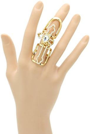 Clear armour knuckle layered metal cross ring Fashion Jewelry FancyCharm
