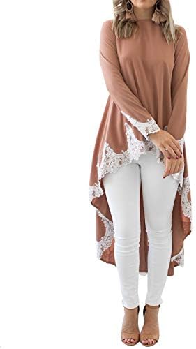 AUDATE Women Irregular Ruffles Shirt Long Lantern Sleeve Sweatshirt Pullovers Tops Blouse