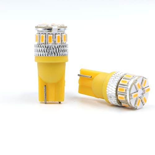 Dantoo 2pcs Super Bright T10 LED Bulbs 194 168 2825 175 192 W5W Wedge Dome Lights 3014 Chipset 18 SMD Amber Yellow Light Lamp for for Car Interior Map License Plate Trunk Parking Light - Thumbnail 2