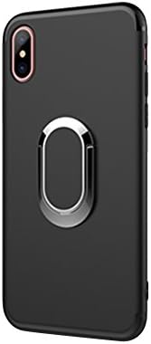 OMAZRA iPhone X Case with 360 Rotating Ring Grip Holder Video and PPT Kickstand &amp; Metal Patch Shock Hybrid Drop Protection Shell and Soft TPU Case for Apple Iphone X (Black)