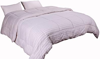 Newpoint Luxury Natural 100-Percent Jersey Cotton Washable Woven Stripe Comforter Mini Set, Full/Queen, Melange Taupe