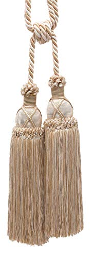 DÃ‰COPRO Beautiful Ivory, Light Beige Curtain & Drapery Tassel Tieback, 10 inch Tassel, 30.5 inch Spread (Embrace), Imperial II Collection Style# TBIC-2 Color: White Sands - 4001