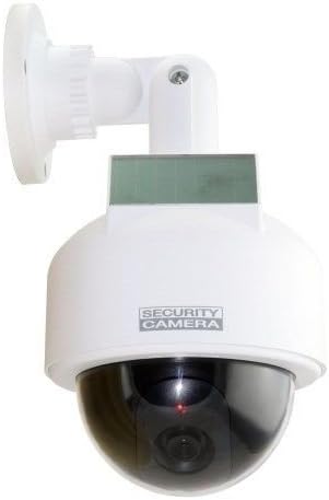 YUFEI White Dummy Solar Powered Dome CCTV Camera Waterproof with Flashing LED Lights