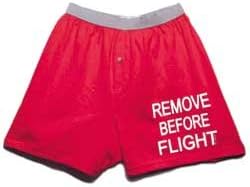 Born Aviation Men's Remove Before Flight Boxer Shorts-Red-Medium