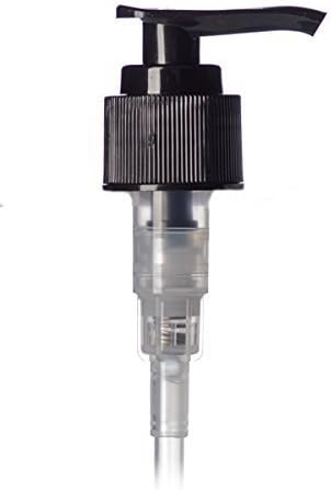 Molivera Organics Plastic Pump Black PP 24-410 Ribbed Skirt Down-Lock Saddle Head Dispensing Pump with 7 inch dip Tube (2 cc Output)