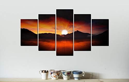 PANACHE ART VENTURES HQ Paper mounted on MDF Board Multiple Wall Art Frames with The Rising Sun Photo (Multicolour, 45 x 75 cm)