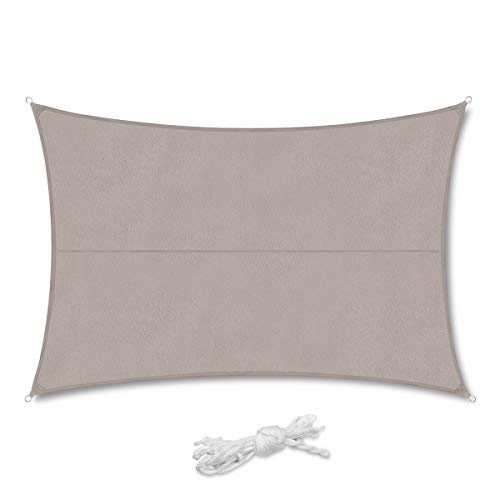 Sekey Sonnensegel Wasserdicht 3x4m Rechteckig PES Polyester, Sonnenschutz 95% UV Schutz Windschutz Reißfest Wetterfest…