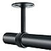 Alise Curtain Rod Holder Bracket 1''Dia,Closet Rod Holders Wall Mounted,Ceiling Mount Curtain Flange Brackets,Curved Shower Curtain Rods for Bathroom,Stainless Steel Black Finish,Pack of 2