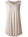 LARACE Women Solid Sleeveless Tunic for Leggings Swing Flare Tank Tops (1X, Beige)