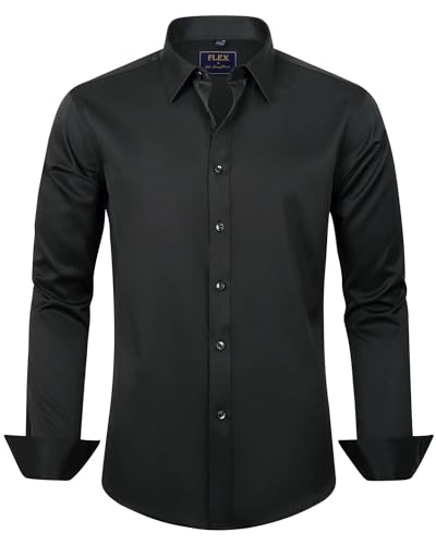 J.VER Boy's Long Sleeve Dress Shirts Solid Stretch Wrinkle-Free Shirt Kids Casual Button Down Shirts School Uniform