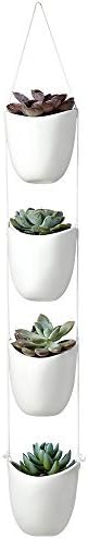 Ceramic Hanging Planter Succulent Planter Ceramic pots Hanging Plant pots Ceramic Planter vase with 4 Succulent Plant Pots, White