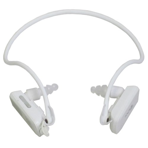 GSI Super Quality Waterproof Neck Band Headphones With Built In 4 GB MP3 Player - For Swimming, Diving, Surfing And All Outdoor Sports - White