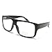 Black Mob Style Flat Top Square Plastic Clear Len Glasses