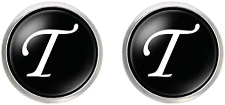 iEay Men's Cufflinks in Alloy Silver Novelty Letter A to Z Jewellery Cufflinks Fashion Men's Outdoor Clothing Accessories Shirt Studs