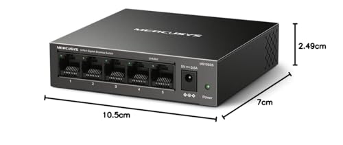Mercusys MS105GS 5-Ports Gigabit Netzwerk Switch Unmanaged, Plug & Play, Metallgehäuse, Lüfterlos Desktop-Design, Energiesparend 8