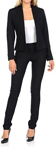 Sweethabit Womens Classic Wear to Work Solid Pants Suit Set(3020set)