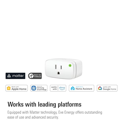 Eve Energy (Matter) 2 Pack - Smart Plug, App and Voice Control, 100% Privacy, Matter Over Thread, Works with Apple Home, Alexa, Google Home, SmartThings, Requires Thread Border Router