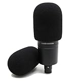 YOUSHARES Foam Mic Windscreen - 2 Pack Large Size Microphone Cover for Audio Technica AT2020 and Other Large Microphones, As a Pop Filter (Black)