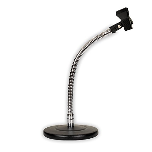 Podium Pro Tabletop Microphone Stand and Mic Clamp Clip Gooseneck DJ Podcast Stand MS3MC1